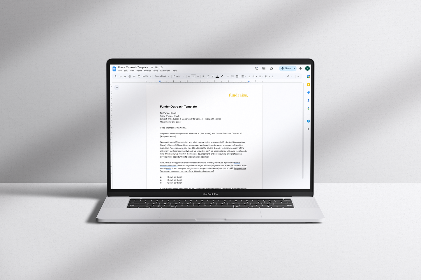 Funder Outreach Template